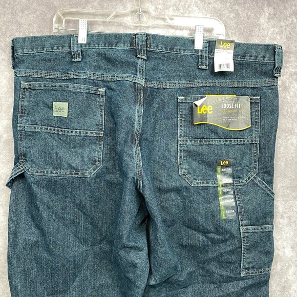 LEE Carpenter Loose Fit Jeans Mens 42x34 Blue Dark Wash Denim Casual NEW NWT - Picture 4 of 10